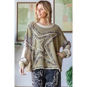 Oli & Hali Khaki Star Long Sleeve Tee